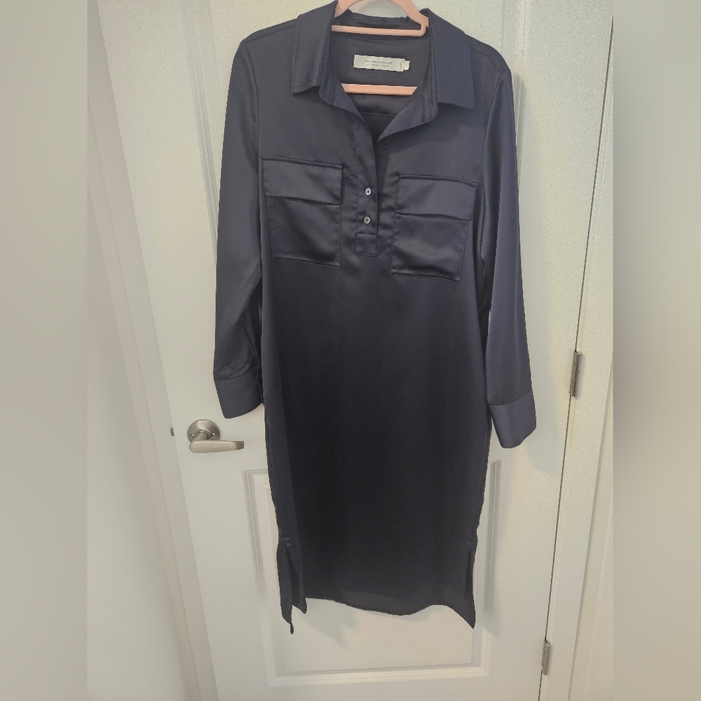 Elegant Midnight Blue Shirt Dress